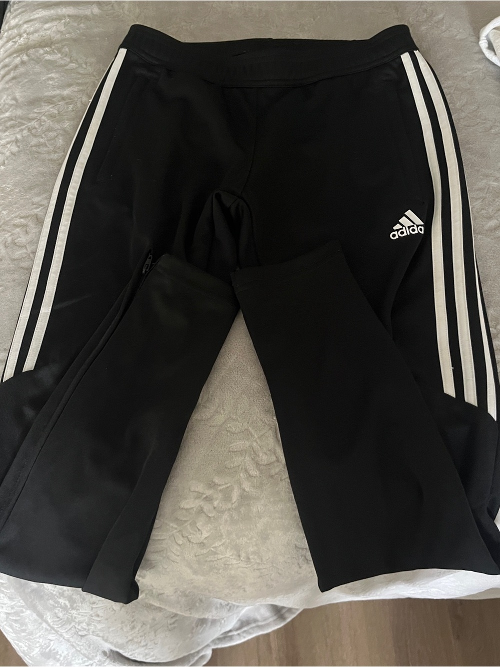adidas Black Track Pants with White 3-Stripes